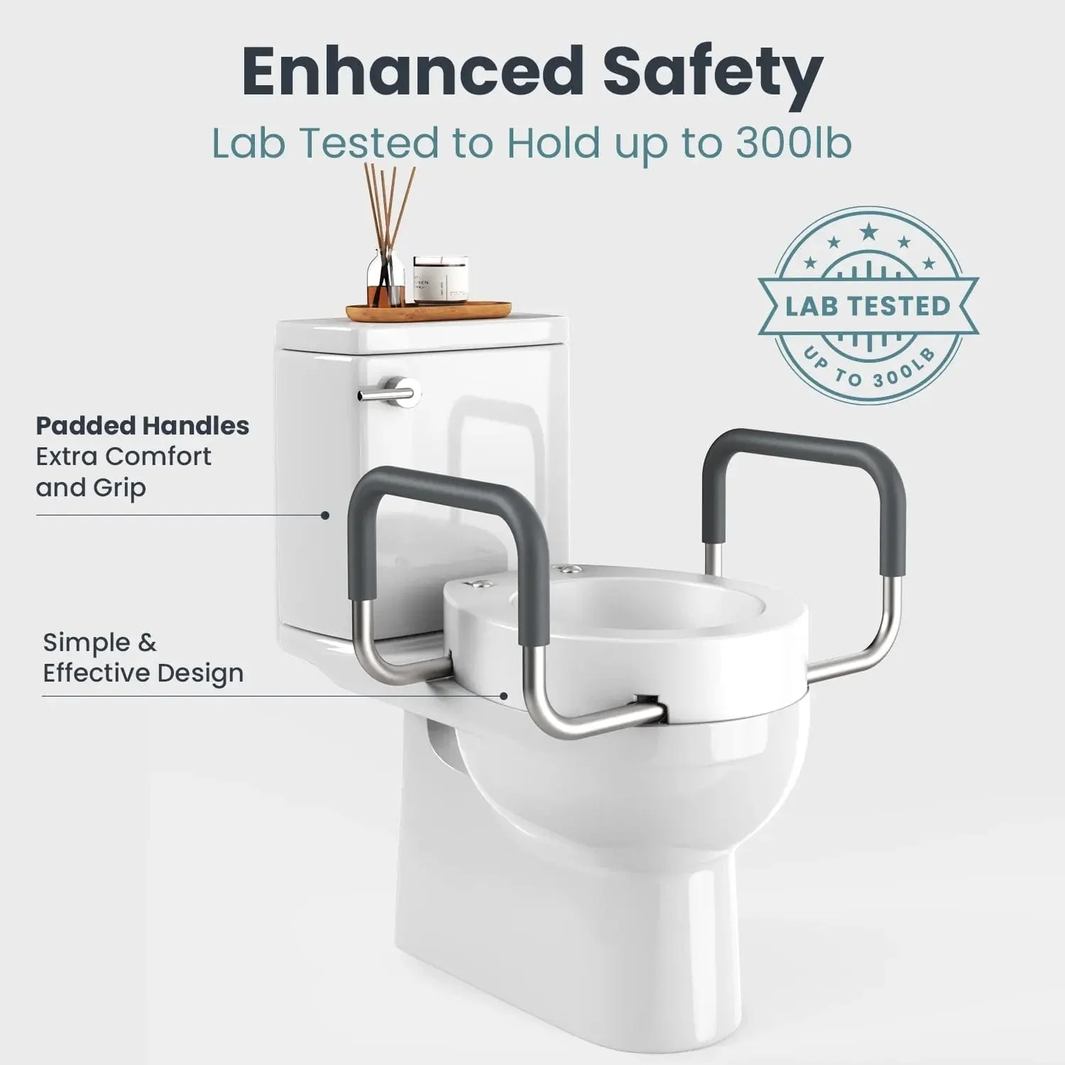 Raised Toilet Seat With Handles (300lb) - Image 5