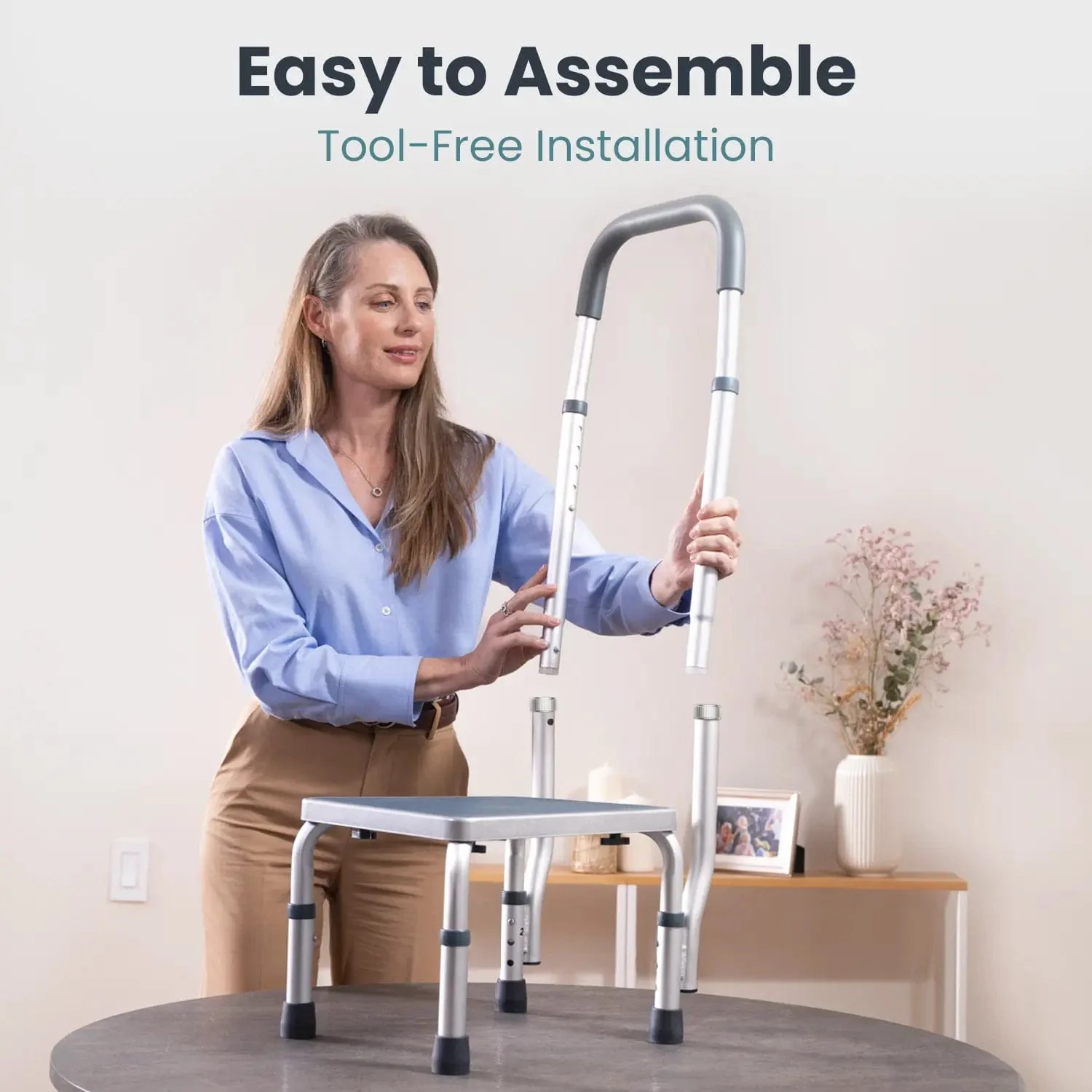 Adjustable Step Stool with Handle - 300 lb Capacity - Image 3