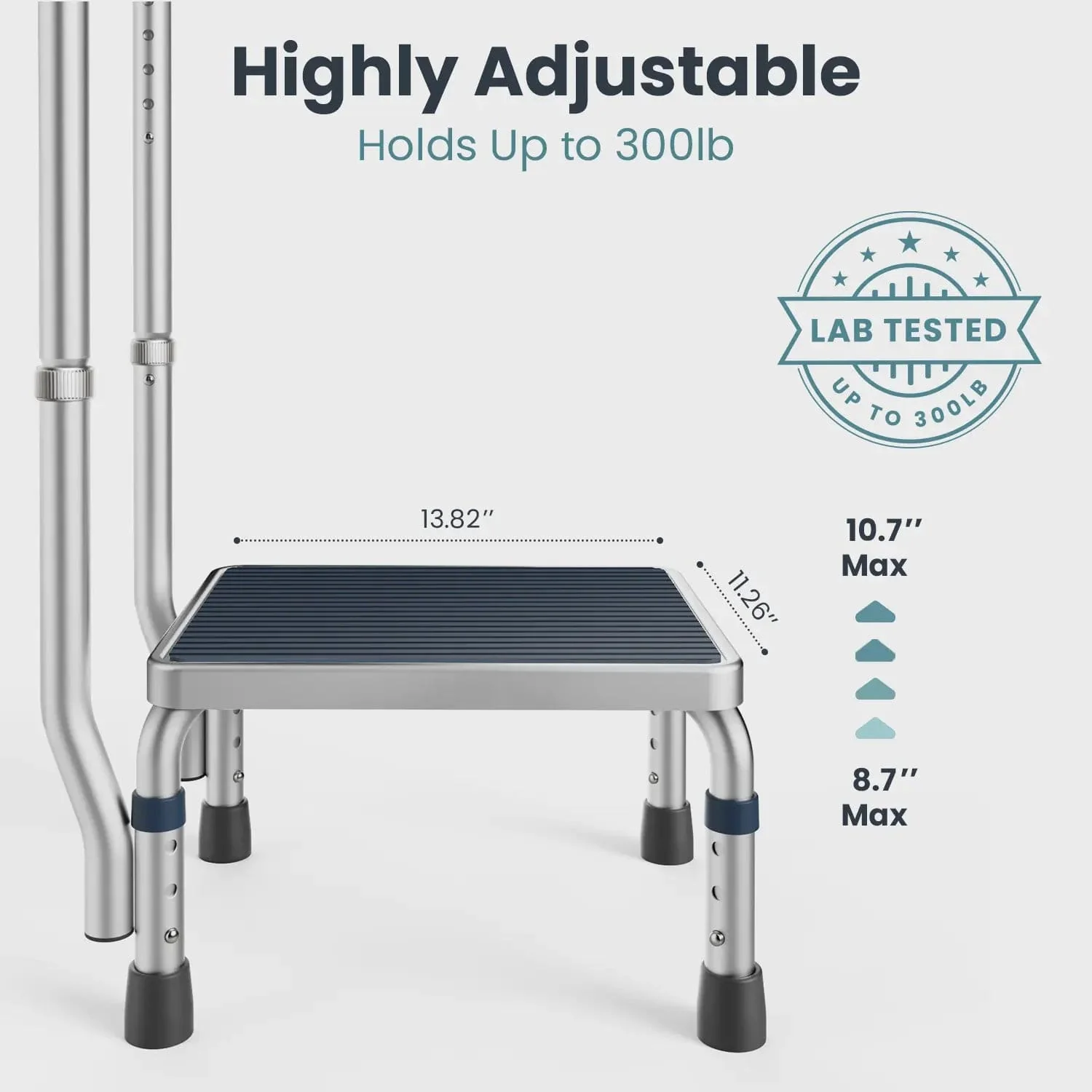 Adjustable Step Stool with Handle - 300 lb Capacity - Image 5